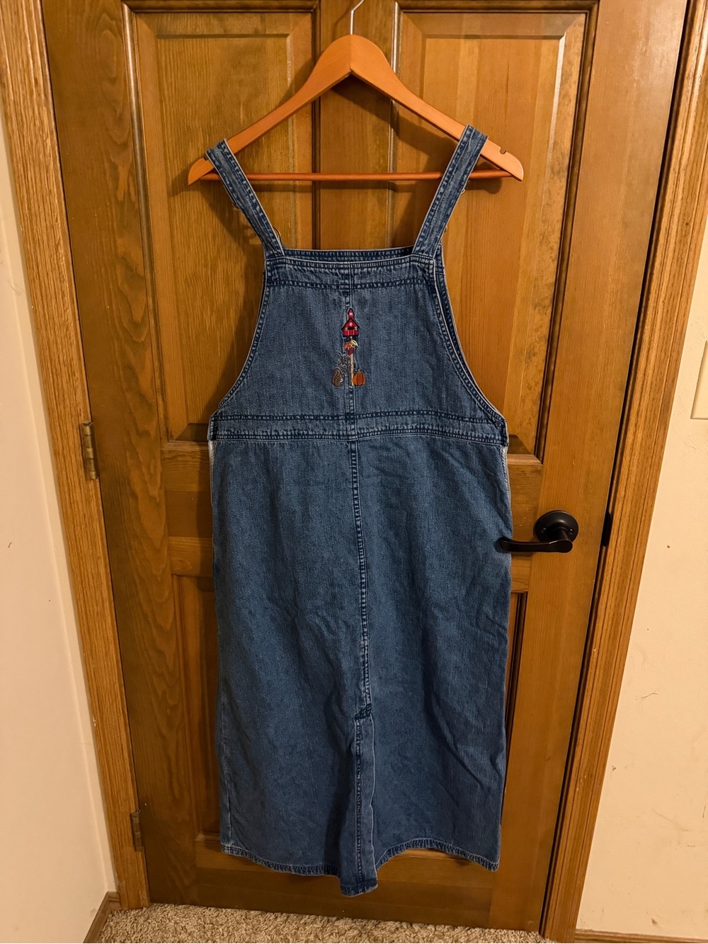 Christopher & Banks Vintage Fall Embroidered Denim Jumper Dress M - Picture 6 of 11